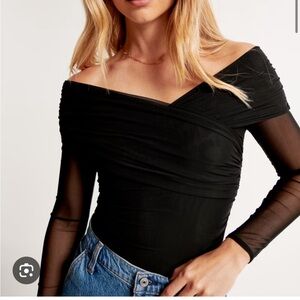 Black Abercrombie Long Sleeve Mesh Top